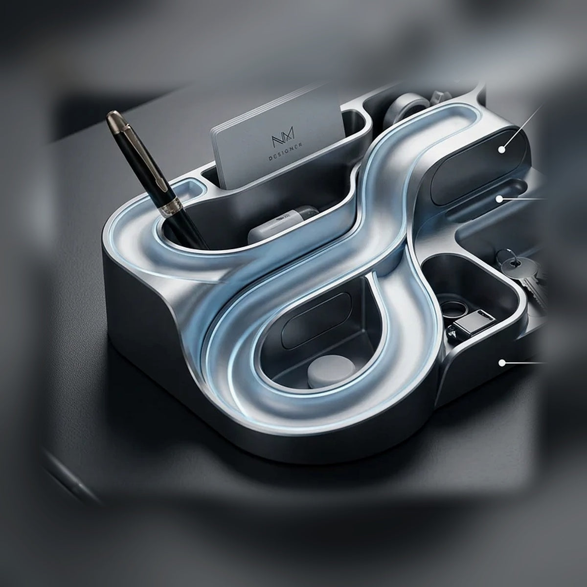 Fluidic Sculptural Desk Organizer