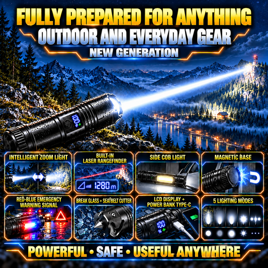 Tactical flashlight with outdoor and emergency features
