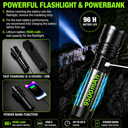 Rechargeable flashlight and emergency power bank