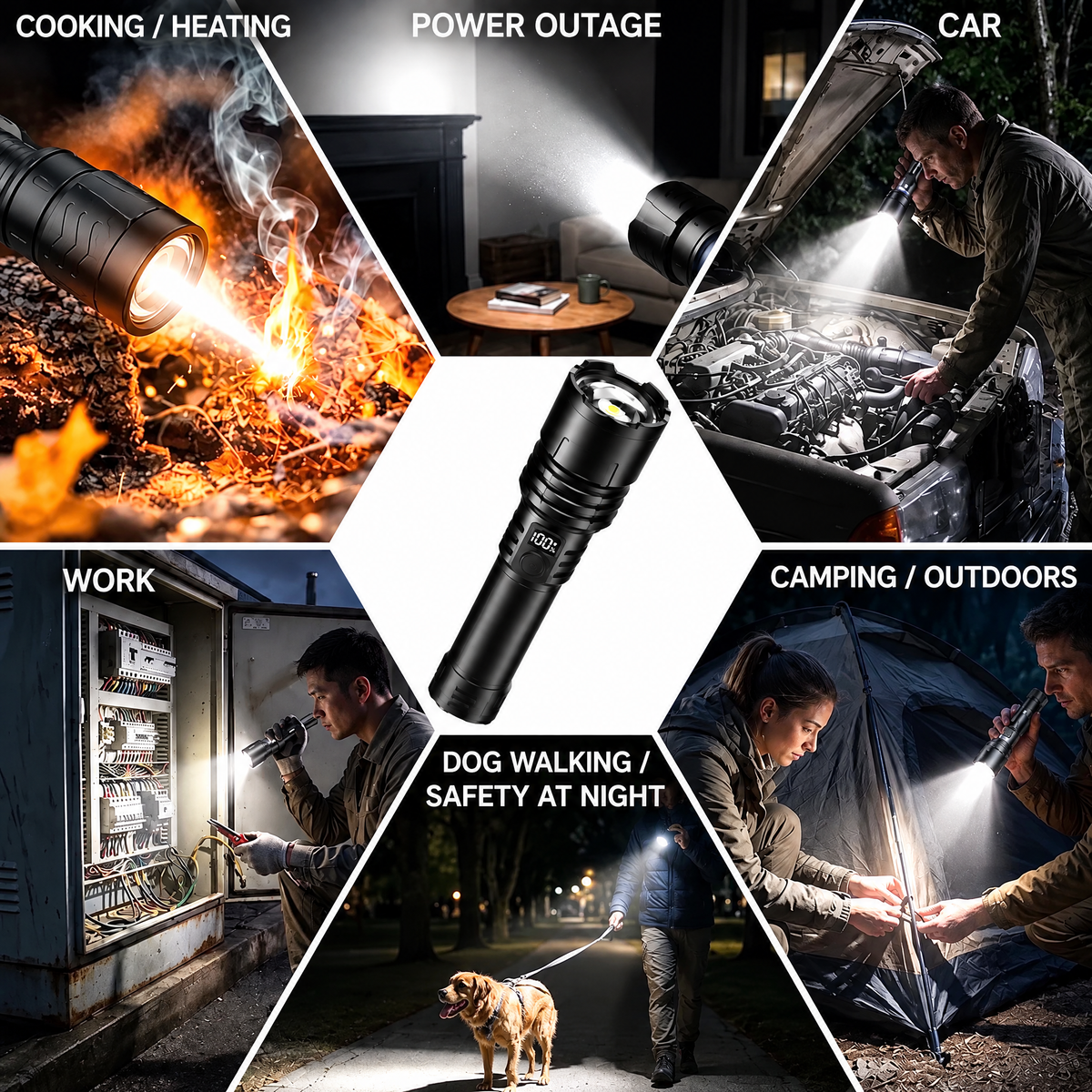 Flashlight for camping, repairs and power outages
